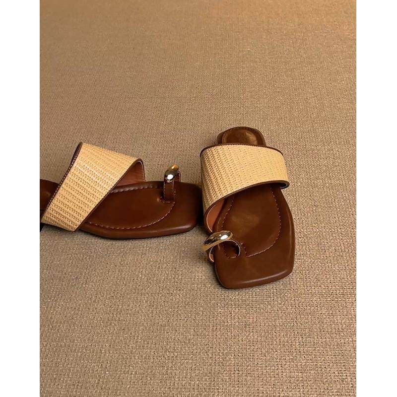 新品~法式绝美凉拖鞋女夏外穿2025新款夏季低跟白色凉鞋一字拖,女鞋,一字拖,淘宝优惠券,粉丝福利购,淘宝优惠卷