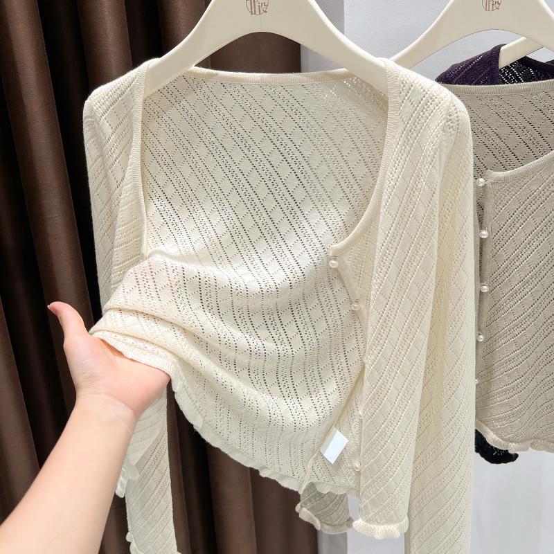 推荐燕麦色薄款小香风针织
