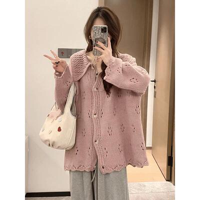 新品韩系高级感灰色翻领镂