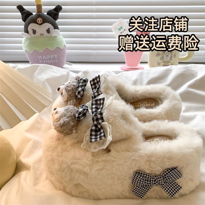 新品厚底高跟毛毛拖鞋女外