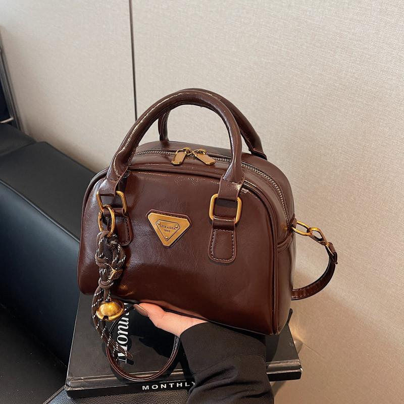 新品红色手提保龄球包包女