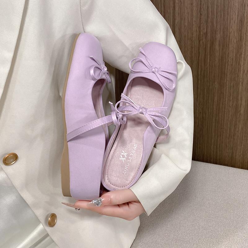 推荐法式蝴蝶结包头半拖女