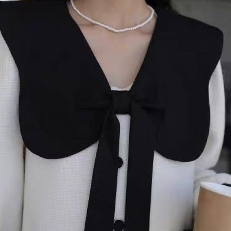 可爱蝴蝶结大领子韩版简约