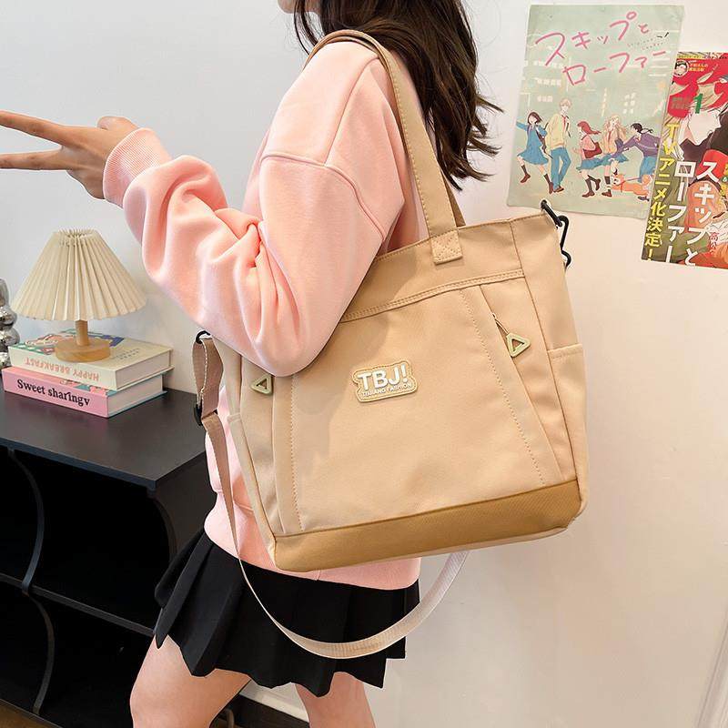 新品帆布包女单肩包日系简约大容量手提袋可爱小众设计学生百搭上