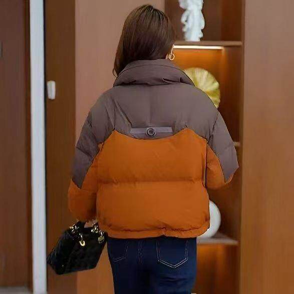 推荐撞色立领棉服女短款面包服冬季新款加厚保暖棉服休闲百搭棉袄