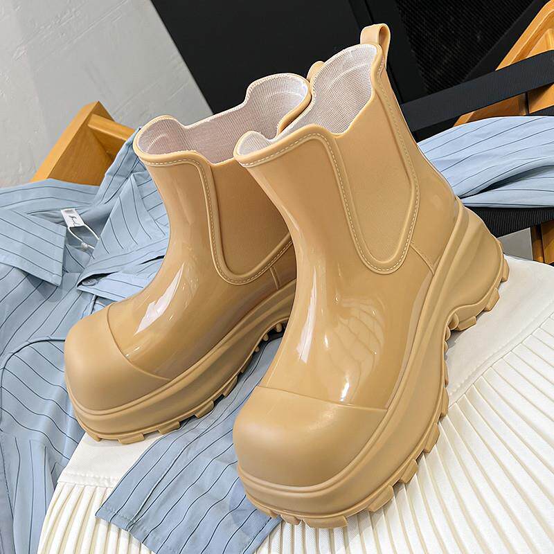 新品短筒女式厚底雨鞋女款2026新款时尚水鞋防水防滑通勤雨靴女士