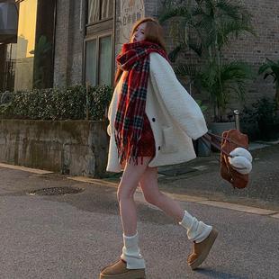 新品白色羊羔毛外套女秋冬2025新款爆款宽松皮毛一体小香风毛绒大