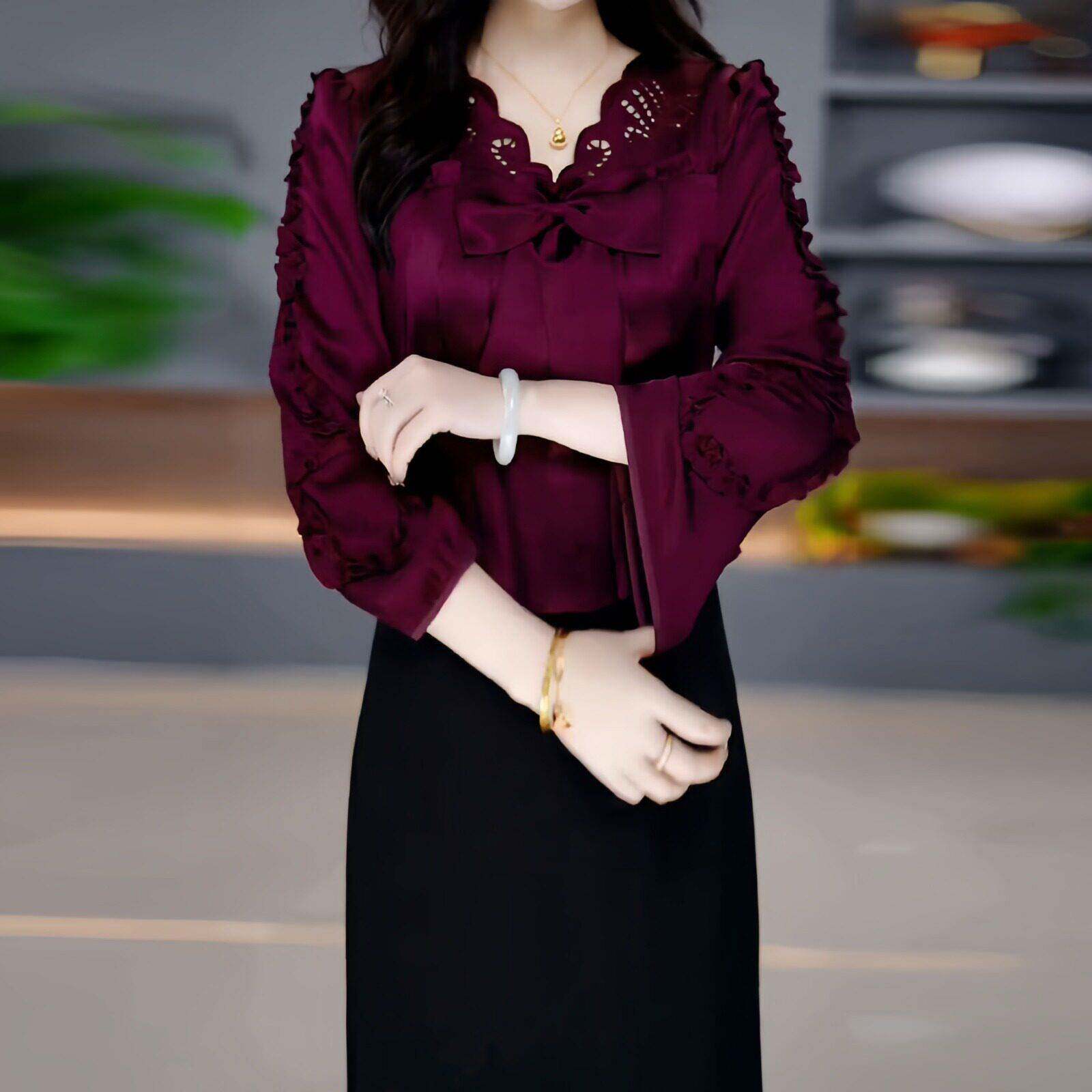 推荐假两件连衣裙女2026秋季新款中年妈妈时尚洋气减龄显瘦中长款