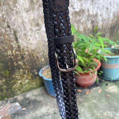 3cm宽免打孔头层牛皮编织