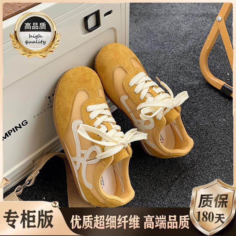 新品网面透气红色德训鞋女