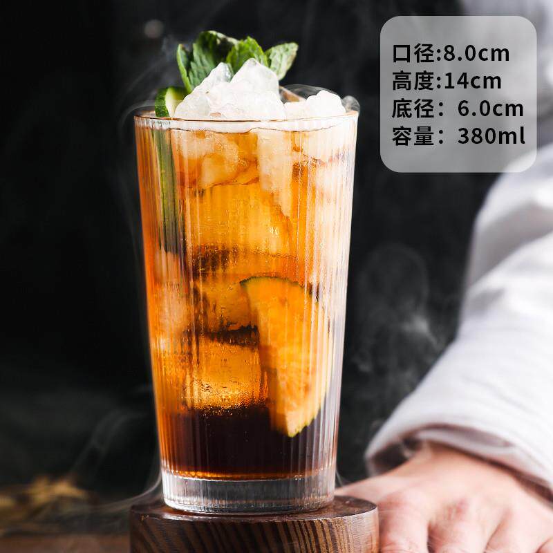 新品竖纹加厚玻璃杯饮料杯
