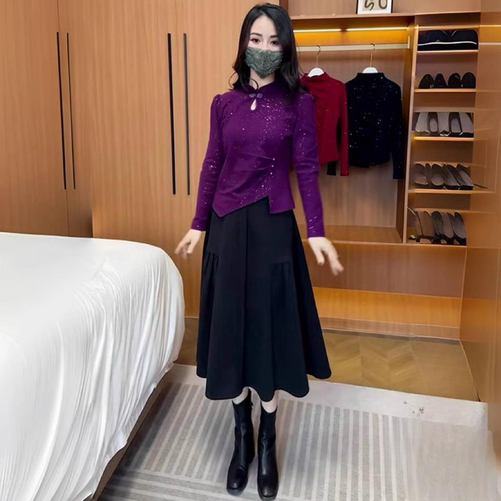 推荐新年中国风盘扣T恤女2026春秋新款时尚洋气上衣小个子别致打