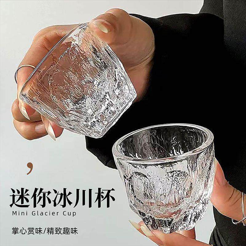 新品日式玻璃小茶杯家用清酒杯高级感轻奢白酒杯加厚杯子网红主人