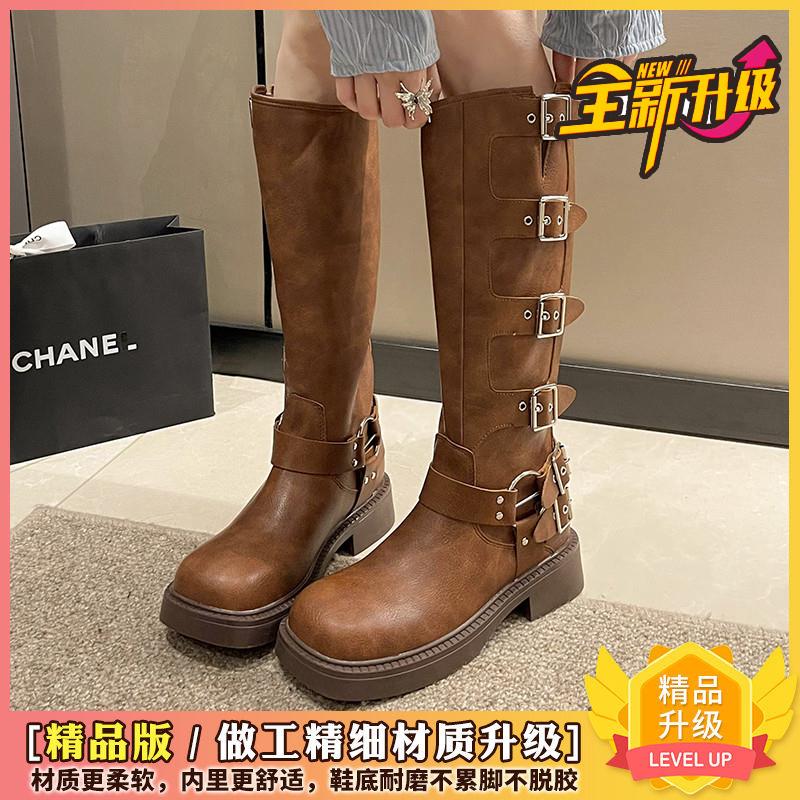 新品长筒靴女时尚不过膝西