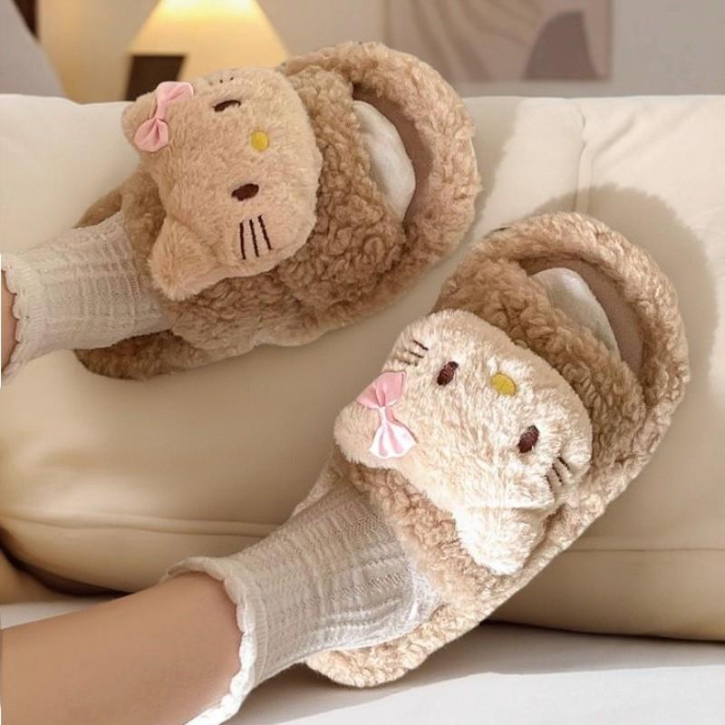 可爱kt猫毛毛拖鞋卡通女外