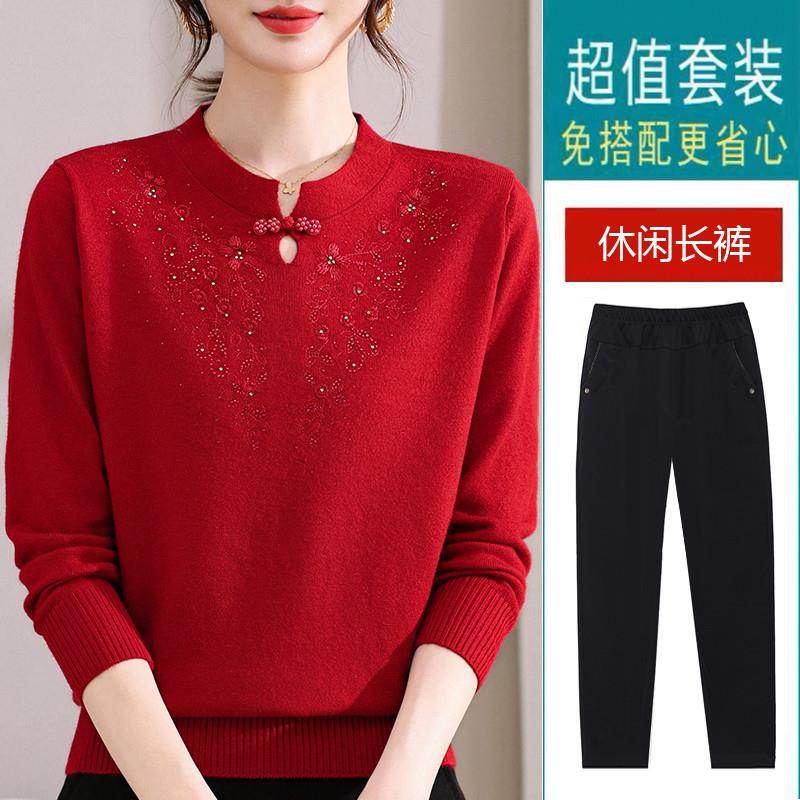 新品中年妈妈秋装针织小衫