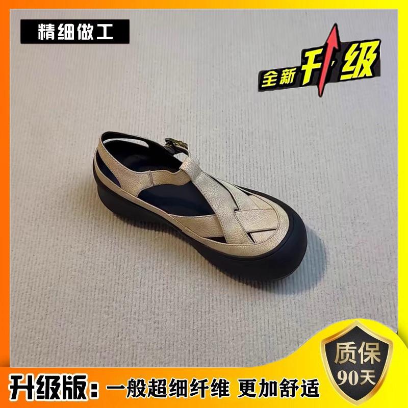 新品羊皮版~厚底包头凉鞋