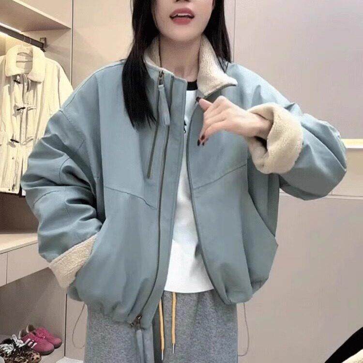 推荐立领双拉链派克服棉衣外套女秋冬2026欧货新款小个子休闲宽松
