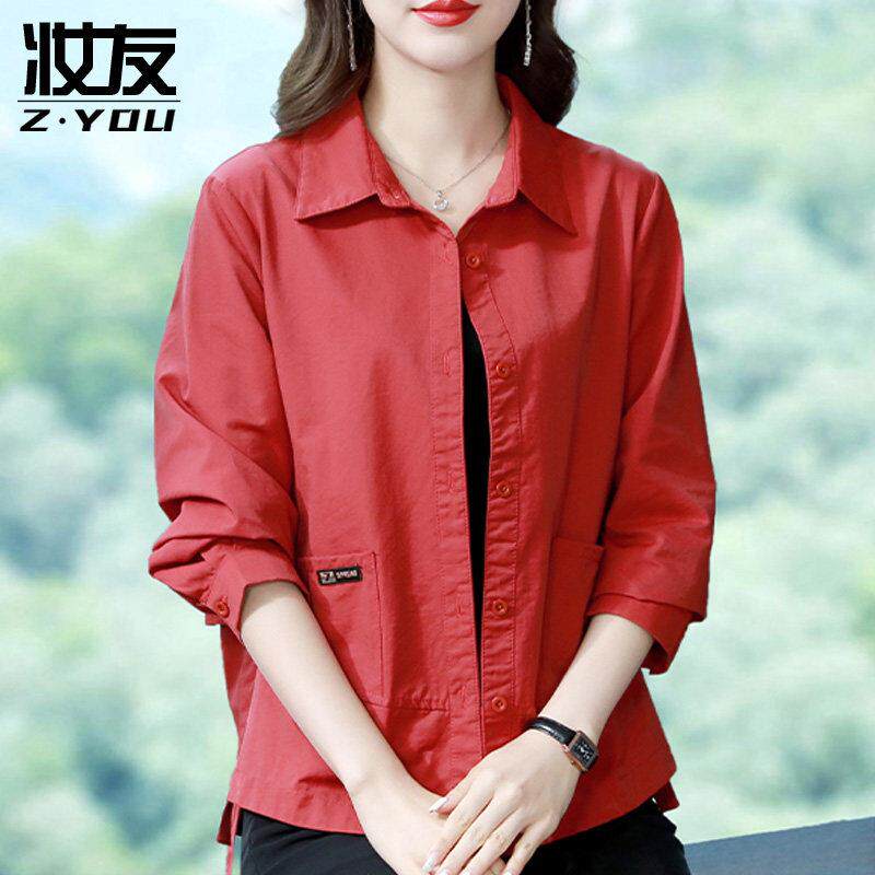 推荐早秋爆款上衣秋季2026新款妈妈秋装长袖休闲女士衬衫外套薄款