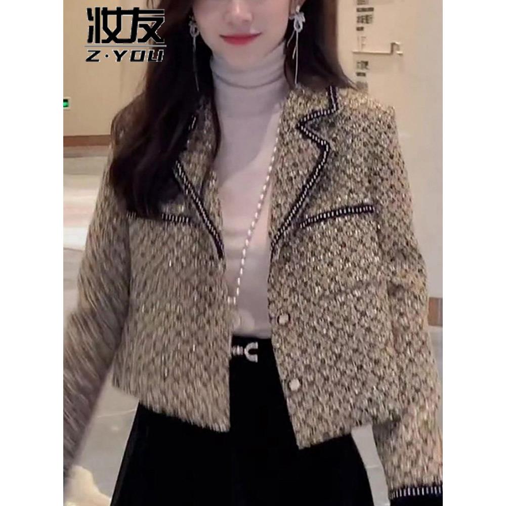推荐高级感小香风毛呢外套女超火2026新款爆款小个子短款名媛气质