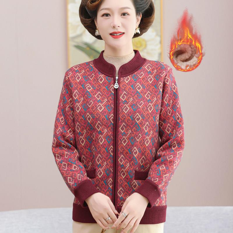 推荐中年妈妈秋冬时尚加绒加厚外套2026新款中老年人女装上衣保暖