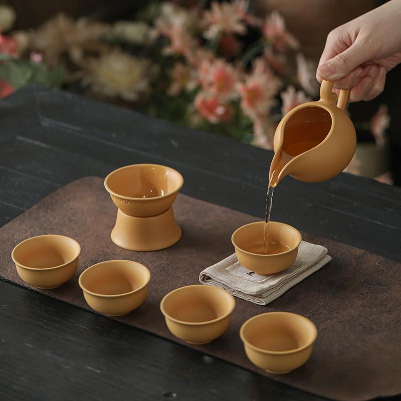 黄段泥原矿紫砂功夫茶具套装高档泡茶壶茶杯子办公会客整套西施壶