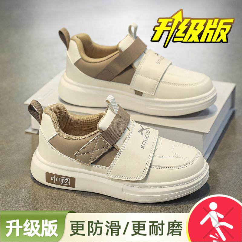 新品踩屎感小码魔术贴板鞋女春季厚底休闲初中学生防滑轻便运动小