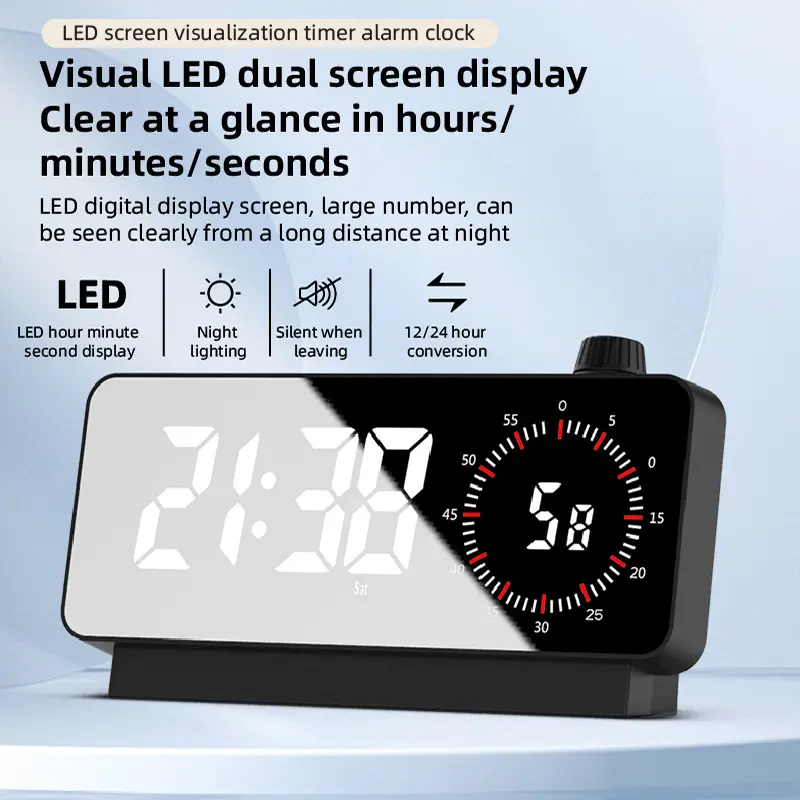 新款正倒计时学习办公提醒器双显示计时器可视化时间管理闹钟