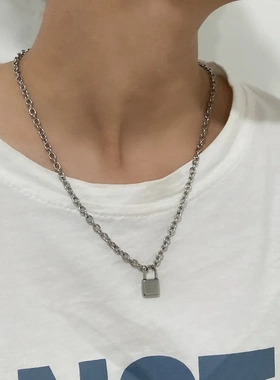 韩版简约百搭饰品o字链项链男女 小众嘻哈通体不锈钢锁形项链
