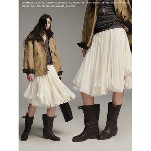 Grenat设计感百搭蕾丝不规则大裙摆半身裙