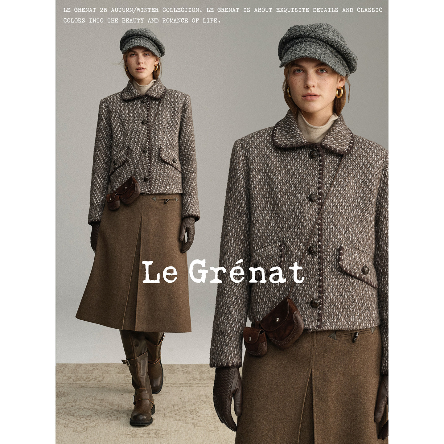 Le Grenat冬季女老钱风贝壳绣羊毛羊驼混纺箱型短款花呢外套,女装/女士精品,毛呢外套,淘宝优惠券,粉丝福利购,淘宝优惠卷