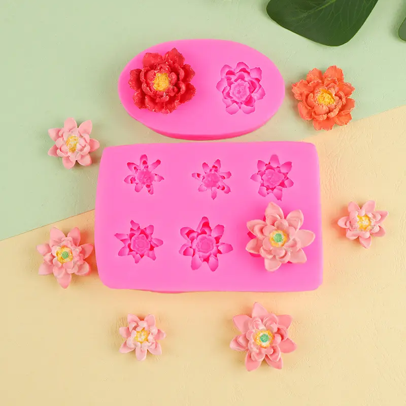 牡莲花造型具香薰蜡粒滴胶火漆印模翻糖蛋糕装饰