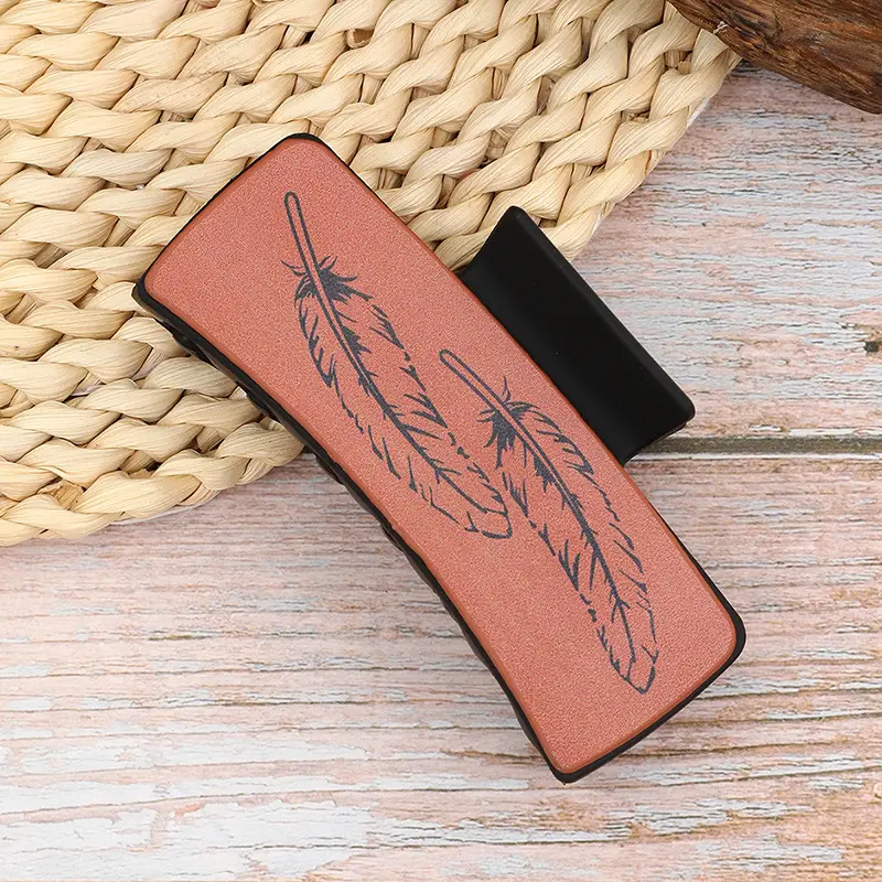 西部牛仔风羽毛牛头皮革女士发夹抓夹夹速卖通希音