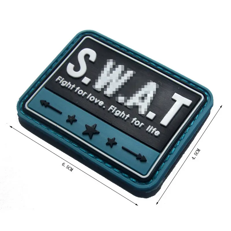 货源pvl软胶魔术贴滴胶免洗教官包贴