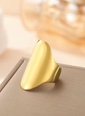 饰品货源时尚简约风18k金光滑椭圆戒面开口戒指珠宝首饰礼物