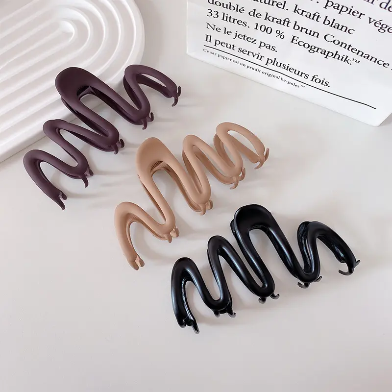 网红气质磨砂夹子女高级感金属波浪夹后脑勺发夹盘发抓夹头饰