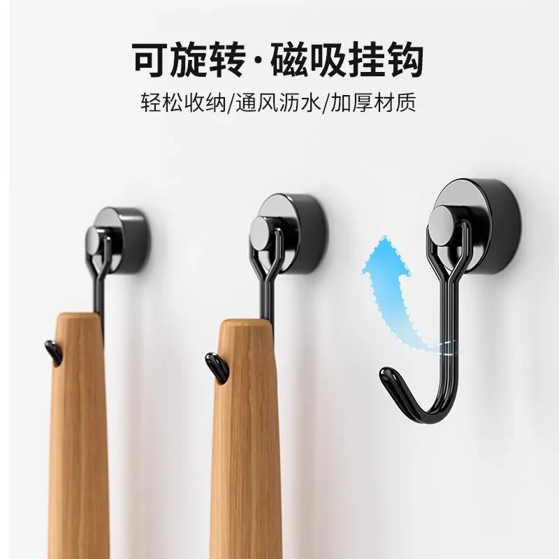 磁吸挂钩强磁磁铁冰箱边侧吸铁磁吸钩子门后壁挂磁性痕磁力粘钩