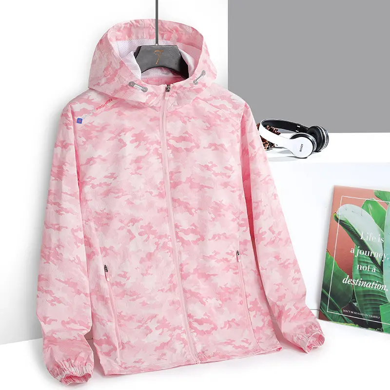 户外春秋女士连帽冲锋衣单衣女薄款风衣夹克可印logo