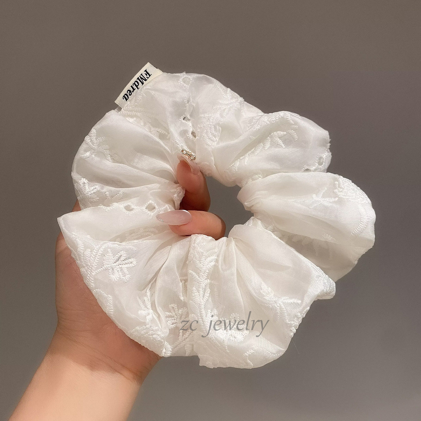 镂空绣花文艺棉麻白色干净清爽大肠复古发圈森系仙女头绳发饰