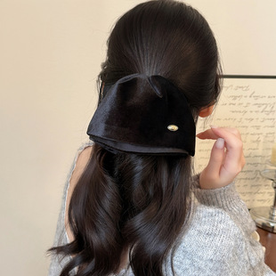 韩系丝绒大裙摆马尾夹气质优雅发夹黑色后脑勺鲨鱼抓夹显发量头饰