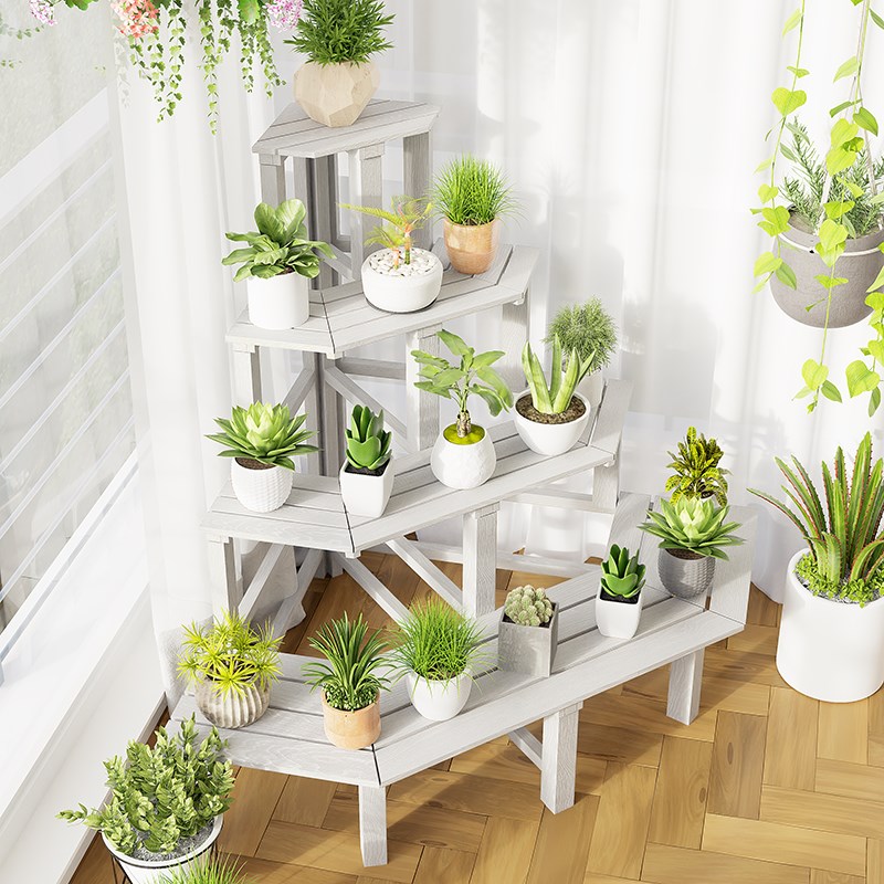 虹越阳台转角落地花架子拐角多层靠墙角直角阶梯式三角花盆置物架