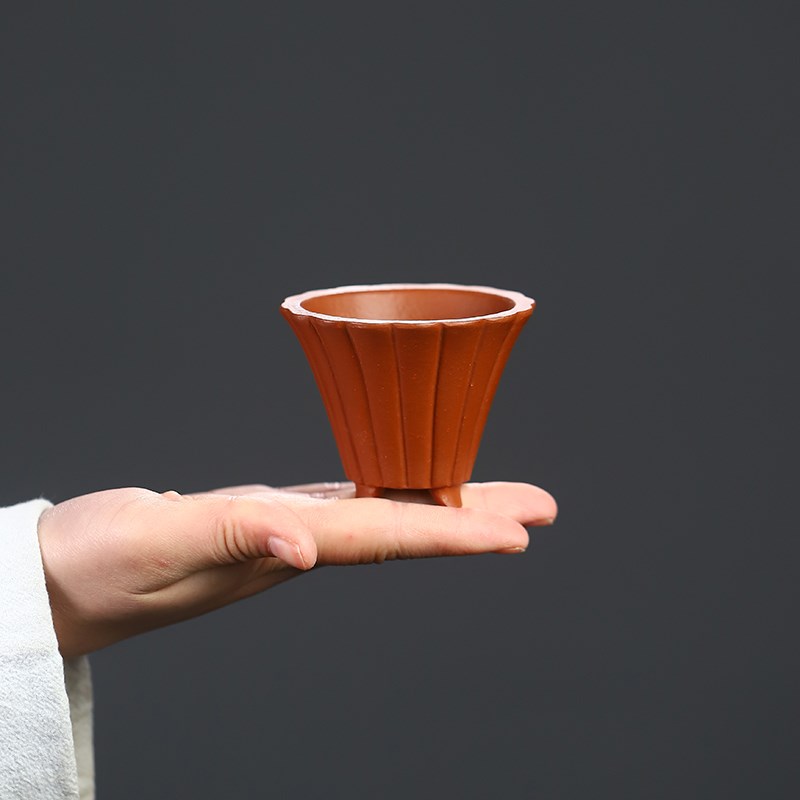 清香阁紫砂 匠人手工锦囊微型盆 手把盆景盆 多肉花盆 拇指植物花