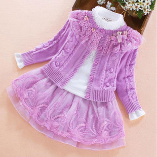 童装2女童套装裙4秋冬装5宝宝毛衣3儿童裙子6洋气7岁女孩三件套裙