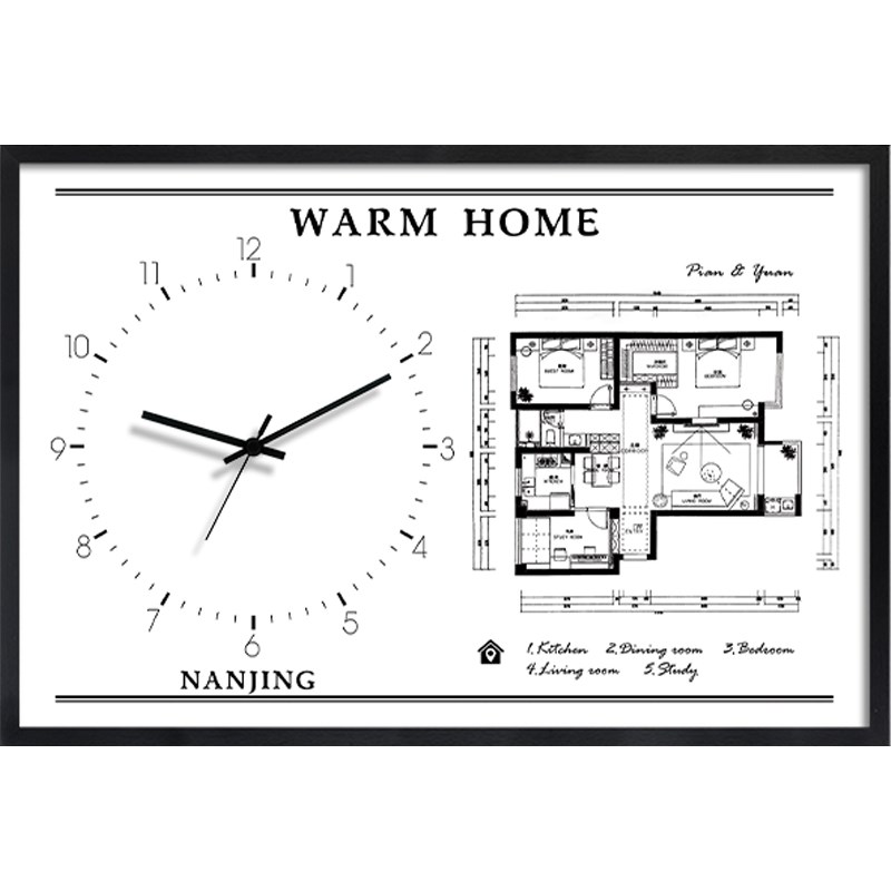 户型图定制电表箱挂画带钟表高级感配电箱电闸盒遮挡装饰画免打孔