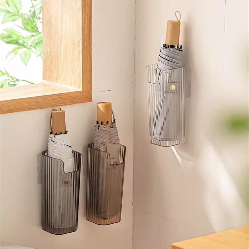 家用多功能壁挂雨伞收纳架入户门口免打孔加长收纳筒置物架