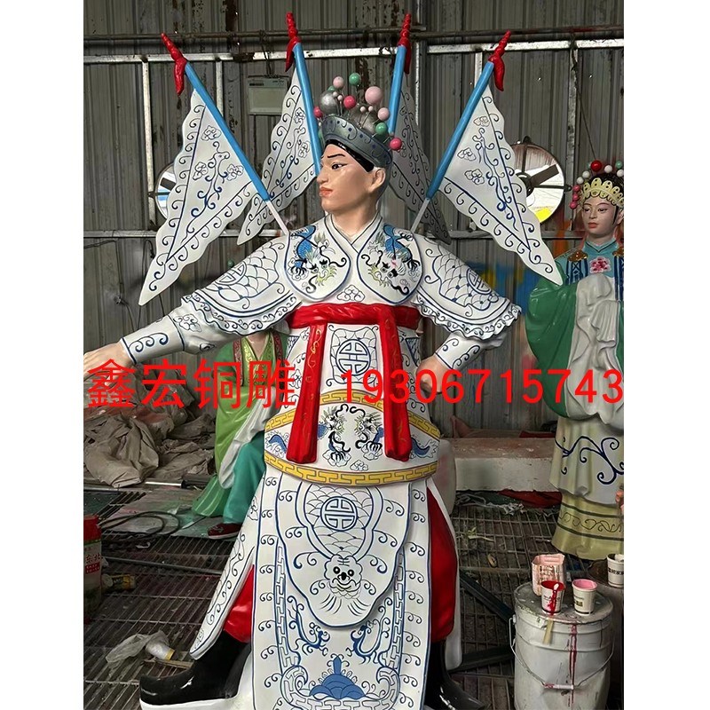定制彩绘唱戏人物雕塑真人比例玻璃钢京剧生旦净末丑青衣花旦铜雕