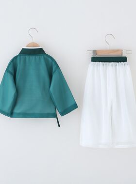 儿童汉服国学演出服2024新款女装儿童唐装男生秋季中国风古装薄款