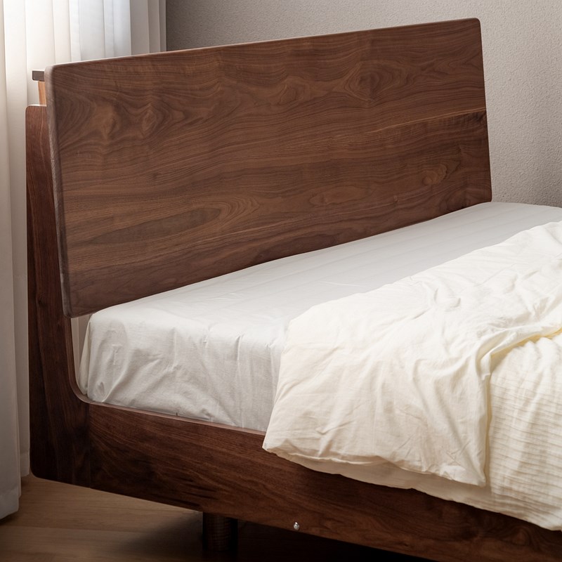 拾影木筑流光床 全实木床悬浮床北美黑胡桃木日式主卧1.8米双人床