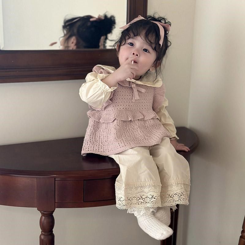 2025春秋装女童针织背心裙纯棉宝宝毛衣马甲婴儿甜美洋气外套潮
