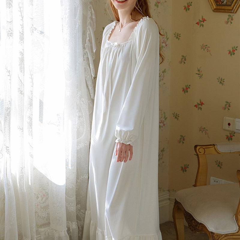 2023春夏复古宫廷风睡裙长款纯棉宽松大码法式公主风新品睡衣女薄